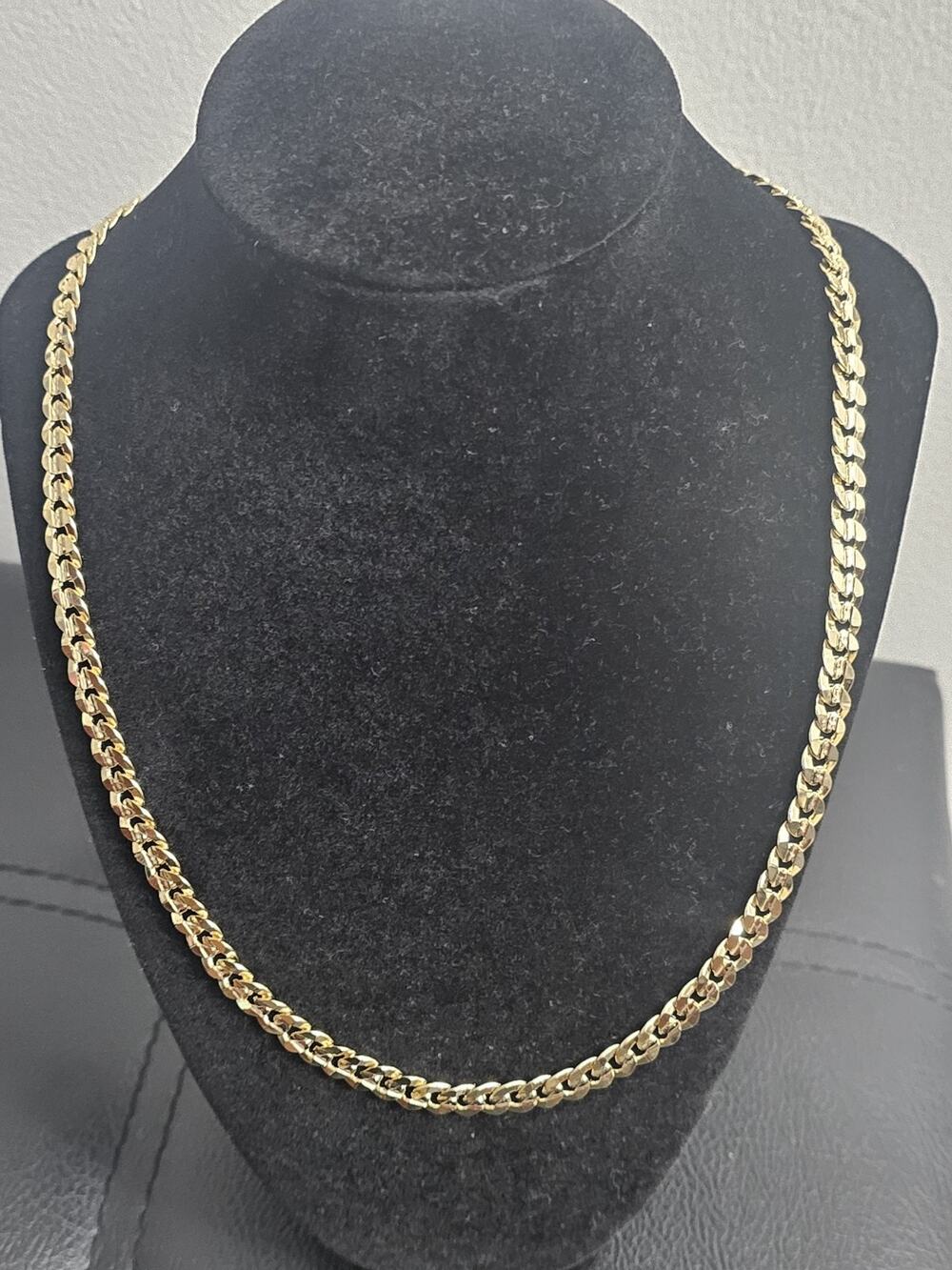 36in.14K Gold-Plated brass-7mm diamond cut Cuban Link Chain Necklace
